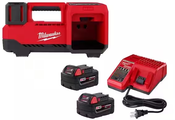 Milwaukee M18 18-Volt Lithium-Ion Cordless Inflator with Two 5.0ah and Charger