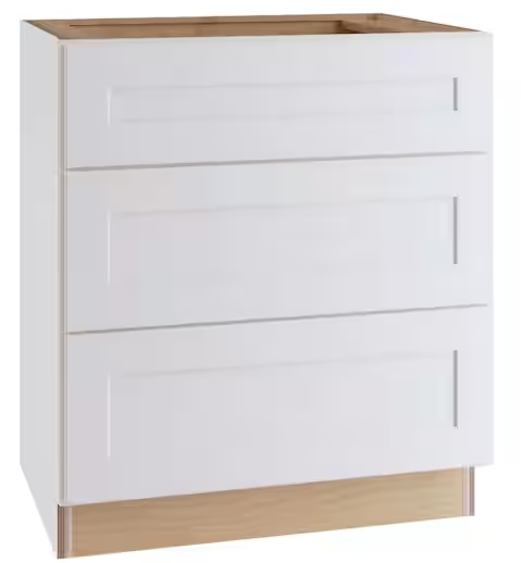 Newport Pacific White Plywood Shaker Assembled Drawer Base Kitchen Cabinet