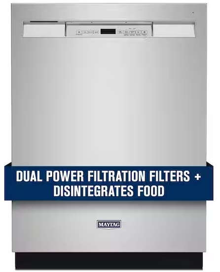 Maytag 24 in. Fingerprint Resistant Stainless Front Control Built-In Tall Tub Dishwasher with Dual Power Filtration