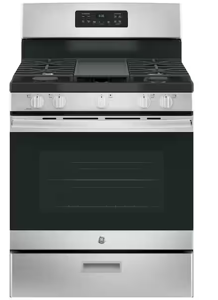 GE 30 in. 5.0 cu. ft. Freestanding Gas Range in Stainless Steel with Griddle