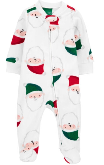 Baby Santa Zip-Up Fleece Sleep & Play Pajamas