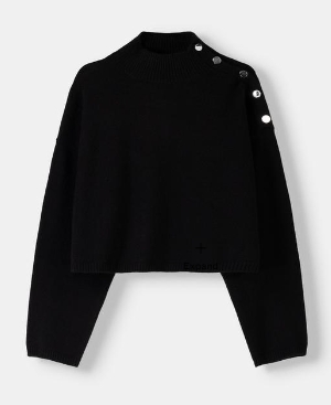 High Neck Sweater With Side Buttons