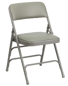 Flash Furniture Gray Vinyl/Gray Frame Standard Folding Chair with Upholstered Seat (Outdoor)