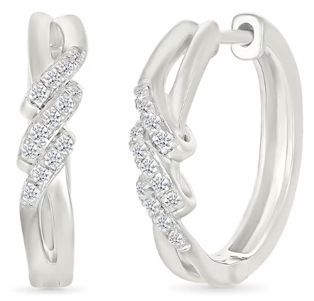 1/5 CT. T.W. Diamond Swirl Hoop Earrings in Sterling Silver