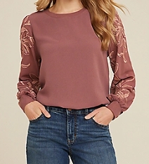 Floral Embroidered Long Sleeve Top