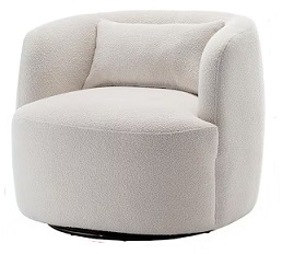 KINWELL Beige Polyester Barrel Chair with Swivel