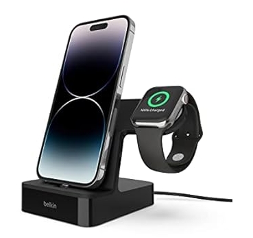 Belkin Magnetic 2-in-1 Lightning Charging Dock for Apple iPhone and Apple Watch - Black