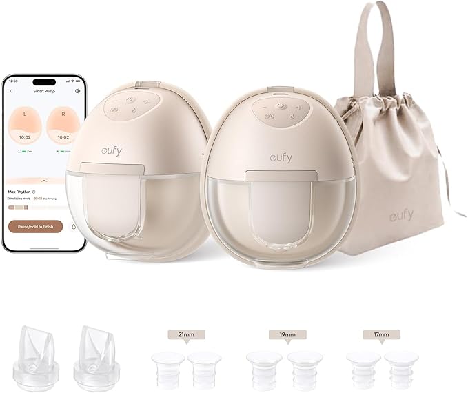 eufy Security Wearable S1 (T8D02), Electric Hands-Free Breast Pump, Hospital-Grade Suction, Leak-Proof and Ultra-Quiet, Upgraded