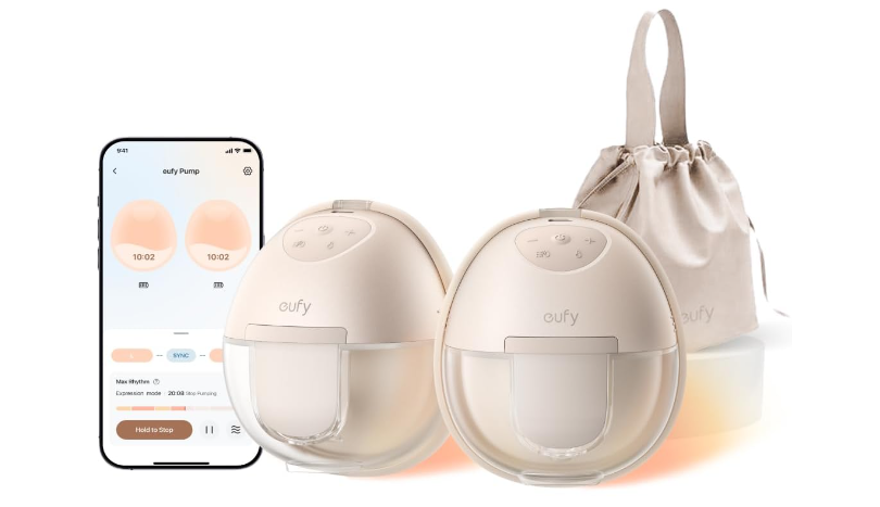 eufy Security Heated Breast Pump S1, Hands-Free Breast Pump with Industry-Leading HeatFlow Tech, App-Controlled OptiRhythm, Hospital-Grade Suction, Leakproof, Slim and Ultra-Quiet for in-Bra Use