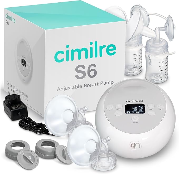 S6 Adjustable Breast Pump by Cimilre, Customizable Pump Sessions with Multiple Cycle Speeds & Hospital Strength Suction Levels, Double Electric Breast Pump