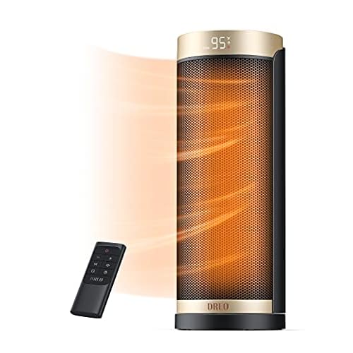 Dreo Space Heater, 1500W Electric Heaters for Indoor Use with Thermostat, 70° Oscillation, 8 Safety Protections, 5 Modes, Remote, 12H Timer, Quiet Portable Heater for Office, Bedroom, Large Room Gold Standard