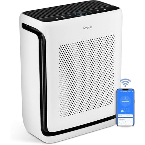 LEVOIT Air Purifiers for Home Large Room Up to 1875 Ft&sup2; with Washable Pre-Filter, AHAM VERIFIDE, Air Quality Monitor, HEPA Sleep Mode for Allergies, Pet Hair in Bedroom, Vital 200S-P, White Air Purifier White