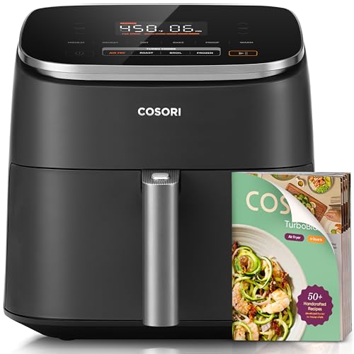 Cosori 9-in-1 TurboBlaze Air Fryer 6 Qt, Premium Ceramic Coating, 90&deg;&ndash;450&deg;F, Precise Heating for Even Results, Air Fry, Roast, Bake, Broil, Dry, Frozen, Proof, Reheat, Keep Warm, 120V, Dark Gray