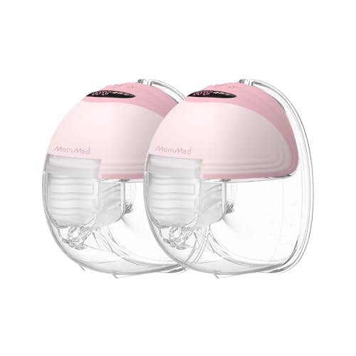 MomMed Wearable Breast Pump (Model S21) – Double Electric Hands-Free Breast Pump, Leak-Proof Design, 3 Modes (Stimulation, Expression, Auto) & 12 Vacuum Levels, Portable and Quiet 2Pack Pink