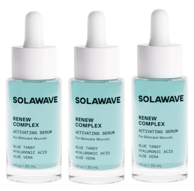Solawave Renew Complex Red Light Therapy Activation Serum for Face & Neck | Pairs with LED Facial Wand Device | Hydrates & Plumps the Skin | Blue Tansy, Aloe Vera, Hyaluronic Acid (3 Pack - 1 Oz)